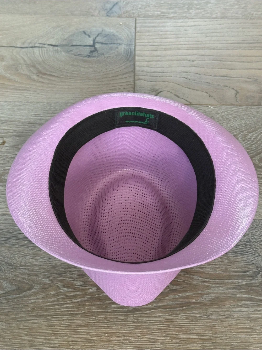 Greenlife Hats Lavender Fedora Hat Black Faux Leather Band Flower Embellishment